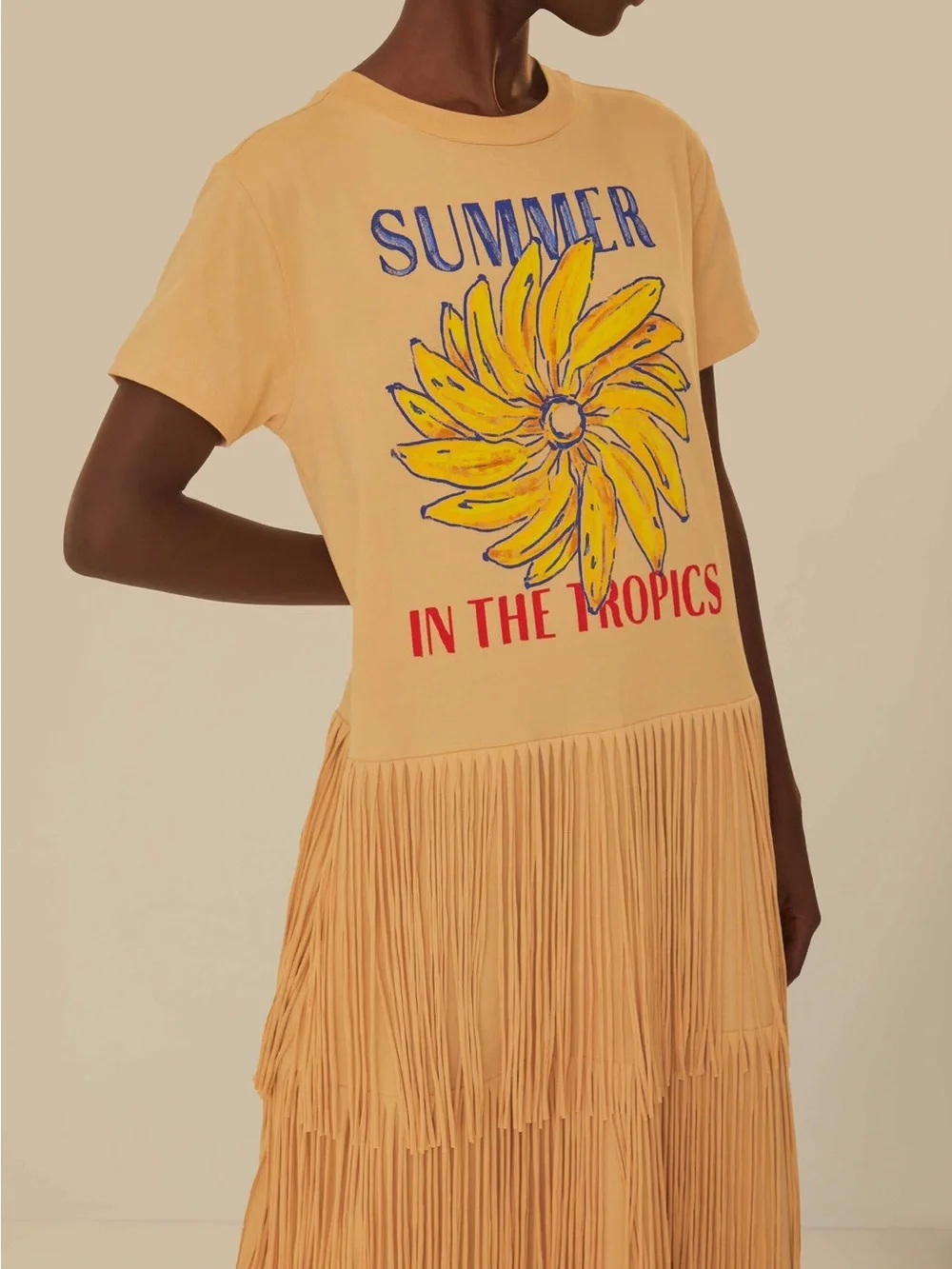 Farm Rio Summer In The Tropics Fringe Maxi Dress Banana Blossom Resort Size M - Picture 3 of 9